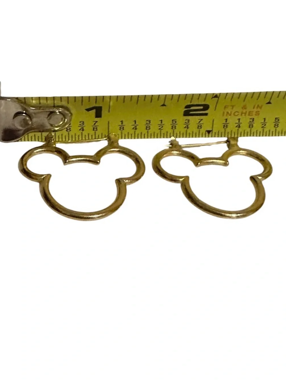 Vintage Gold Tone Mickey Mouse Hoop Earrings DISNEY WDW JEWELRY
